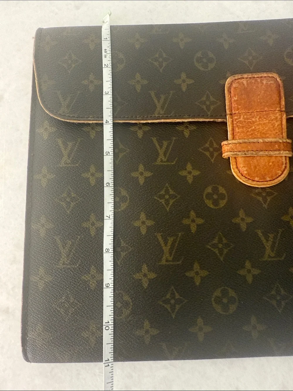Louis Vuitton Monogram Canvas Men's Briefcase with Tan Leather Tab